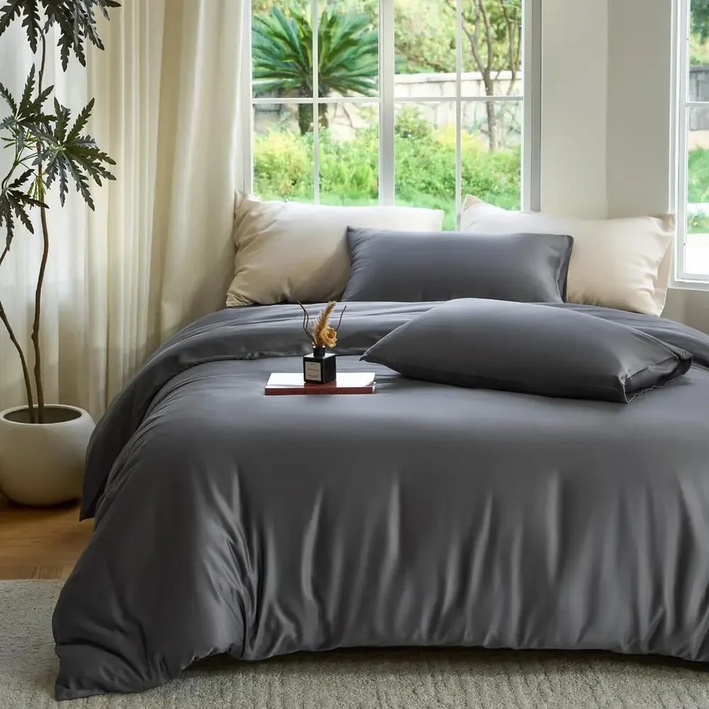NWT DOZ by Sijo Duvet Cover 3 PC Set w/2 Shams Storm Gray King/Cali King